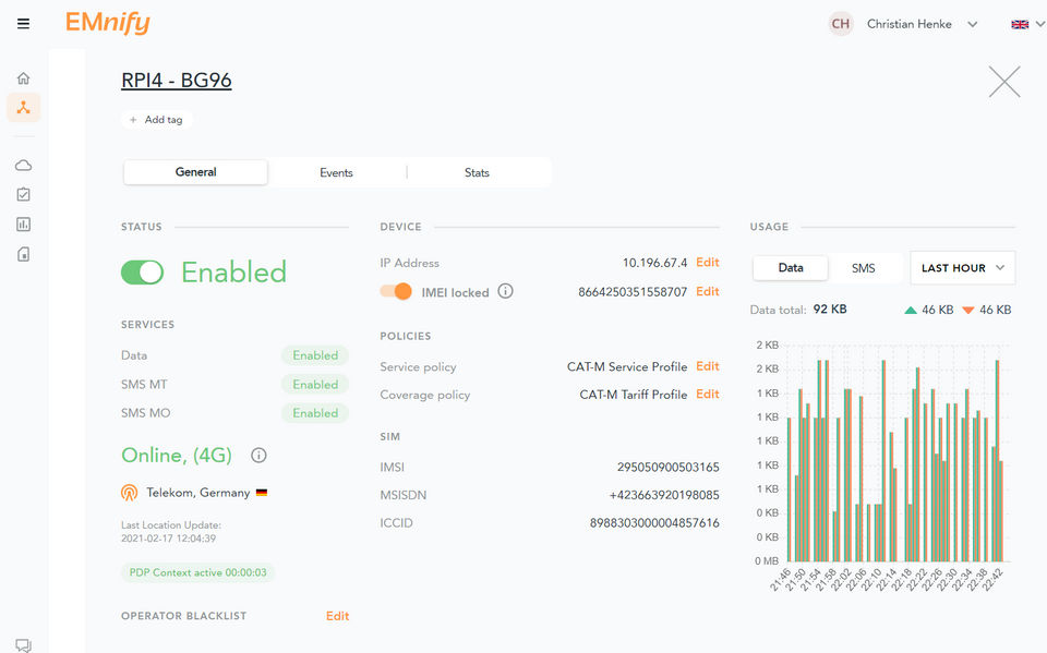 EMnify screenshot 2
