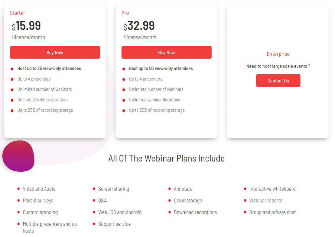 enableX Webinar pricing 1