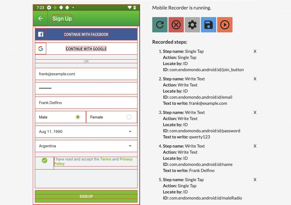 Endtest screenshot