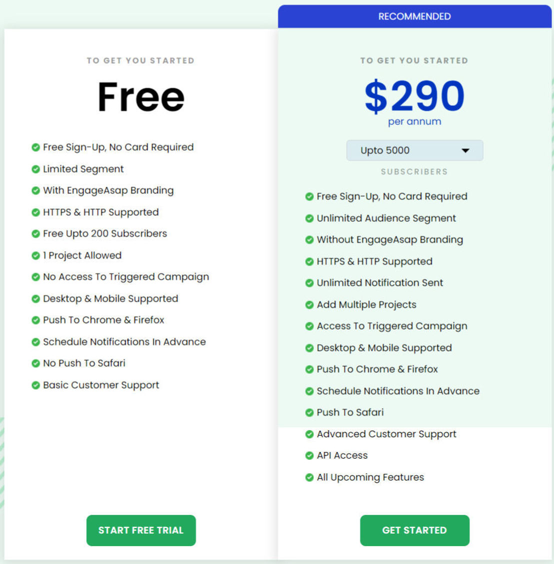 EngageAsap pricing 1