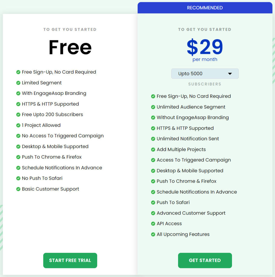 EngageAsap pricing 2