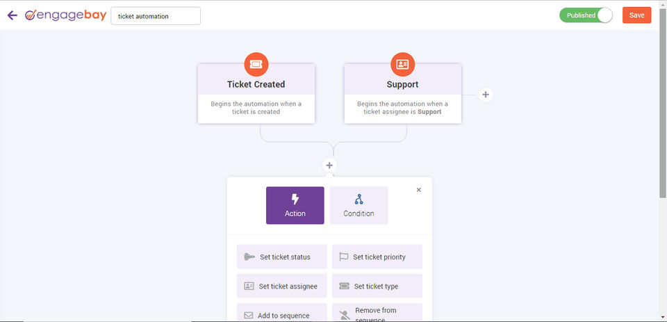EngageBay Helpdesk System screenshot