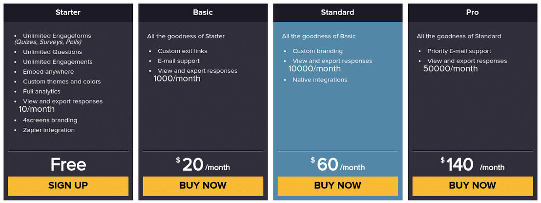 Engageform pricing 1