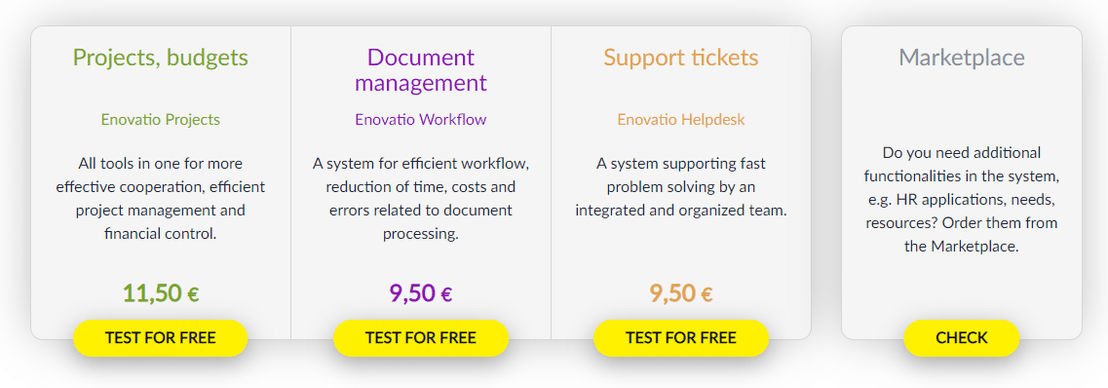 Enovatio Projects pricing 1