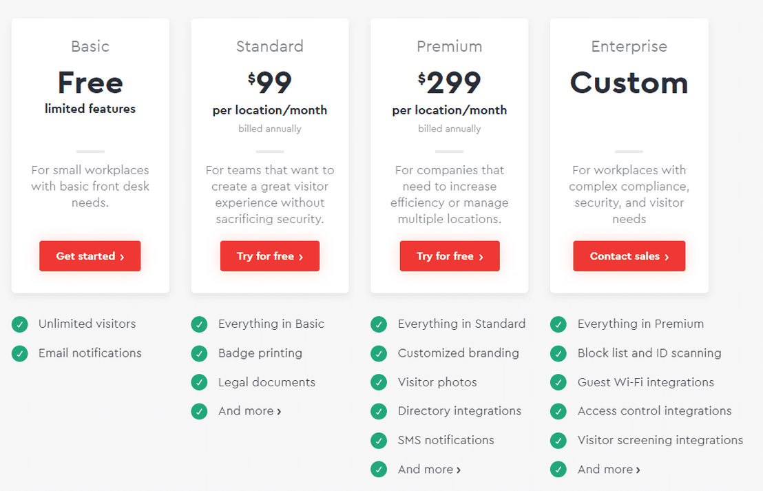 Envoy Visitors pricing 2