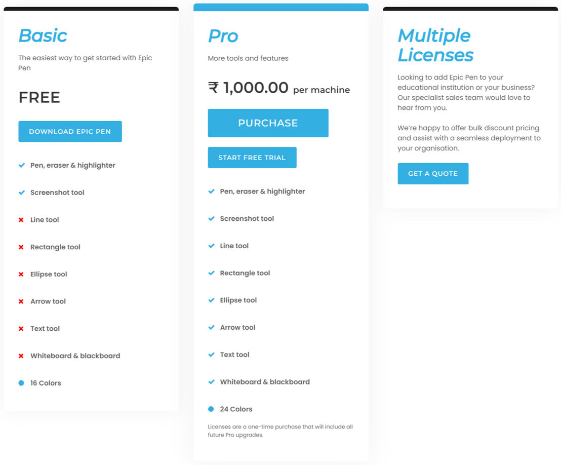 Epic Pen pricing 1