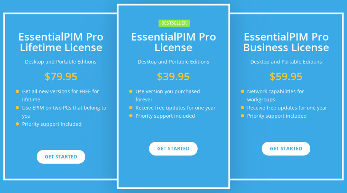 EssentialPIM pricing 1
