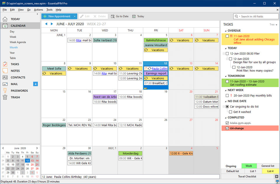 EssentialPIM screenshot 1