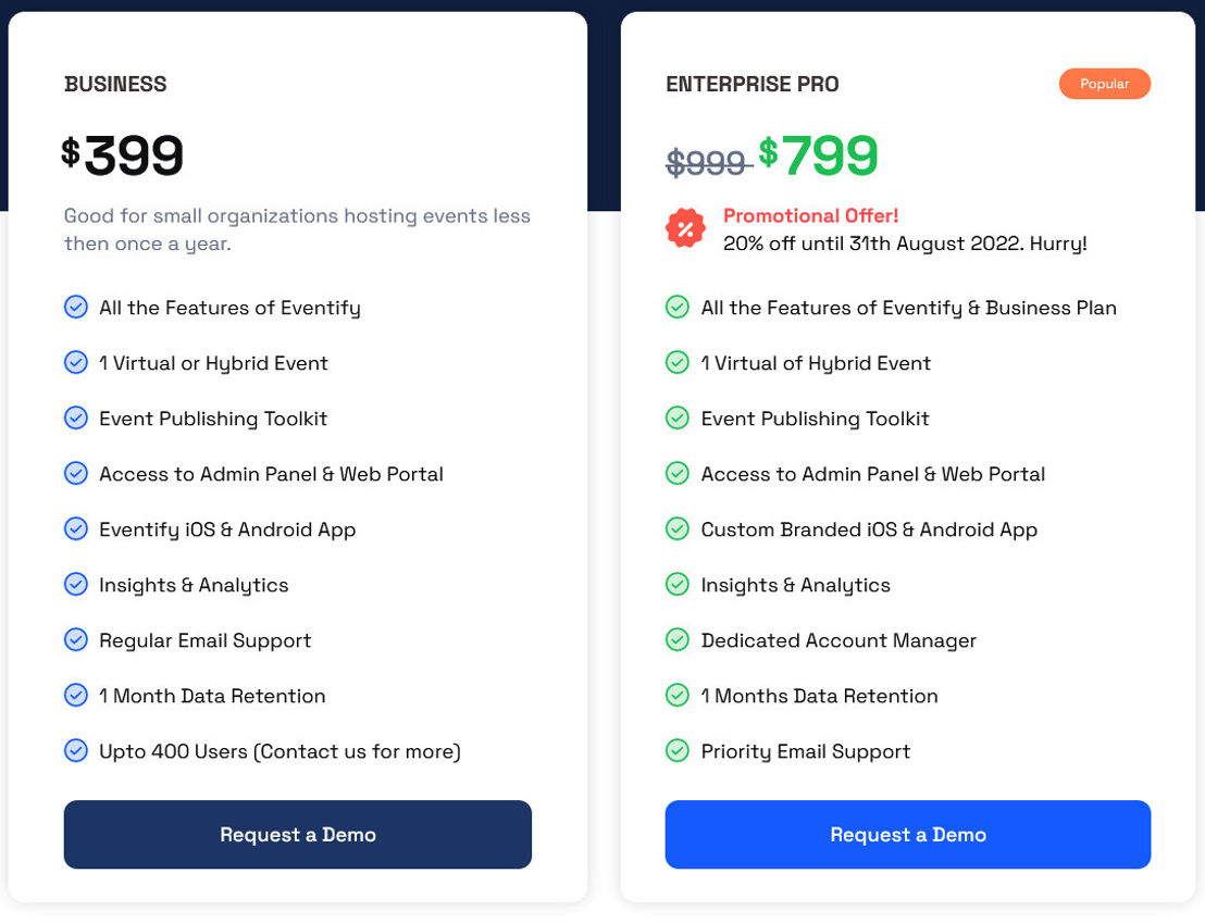 Eventify pricing 1