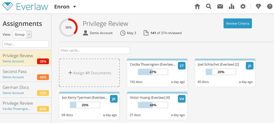 Everlaw screenshot 2