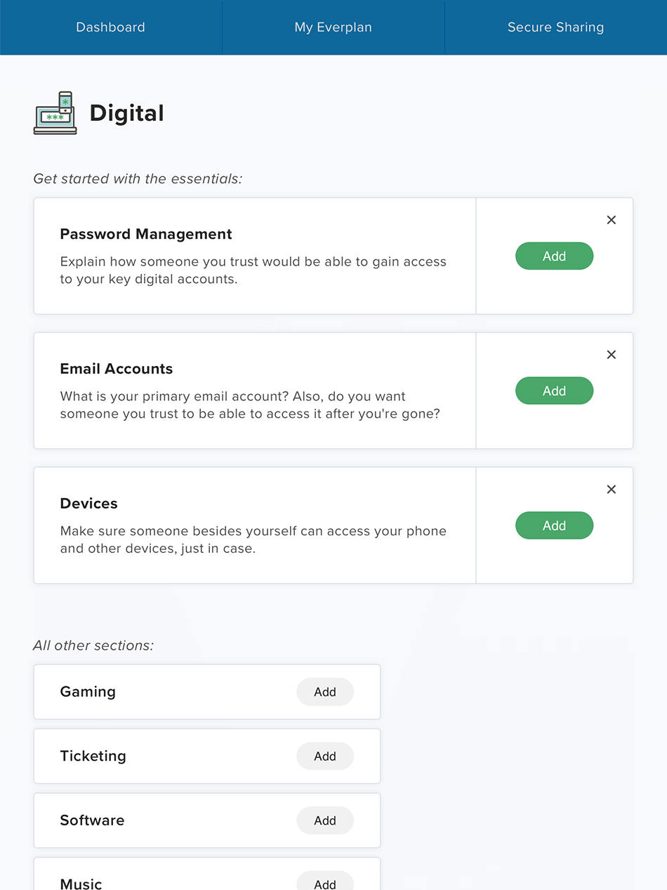 Everplans screenshot 1