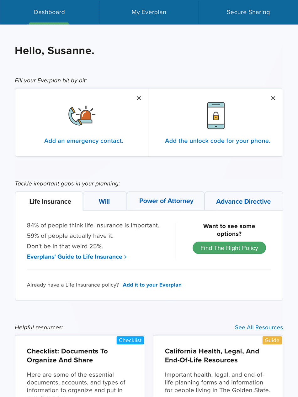 Everplans screenshot 2