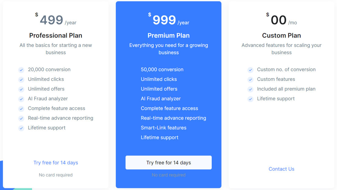 Evotrack pricing 2
