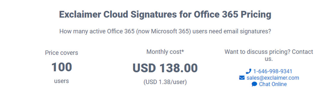 Exclaimer pricing 1