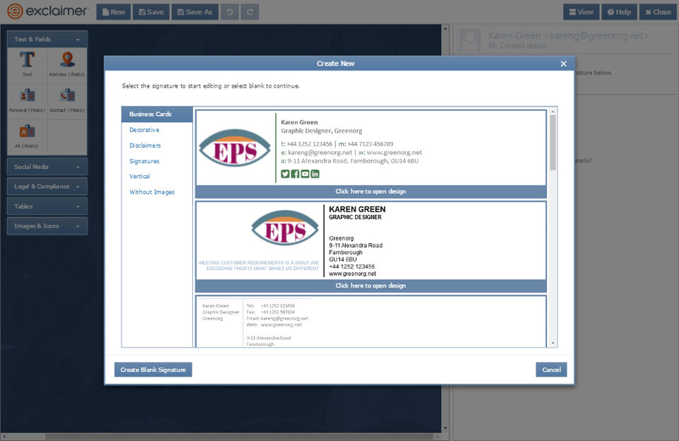 Exclaimer screenshot 1