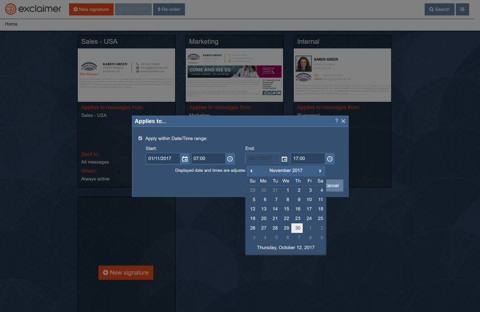 Exclaimer screenshot 3