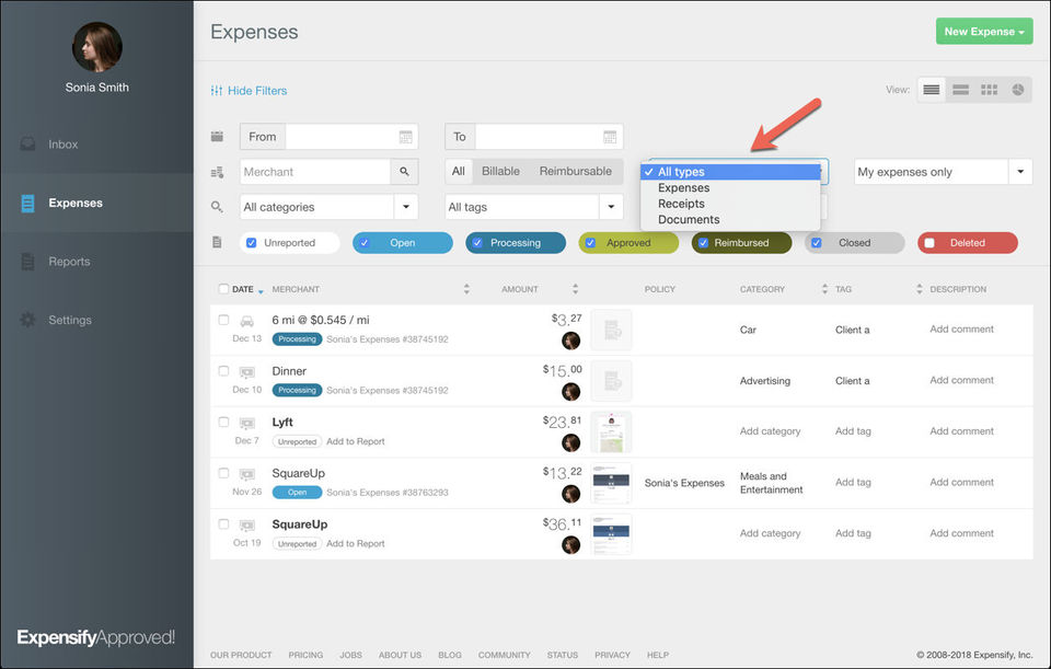 Expensify screenshot 2