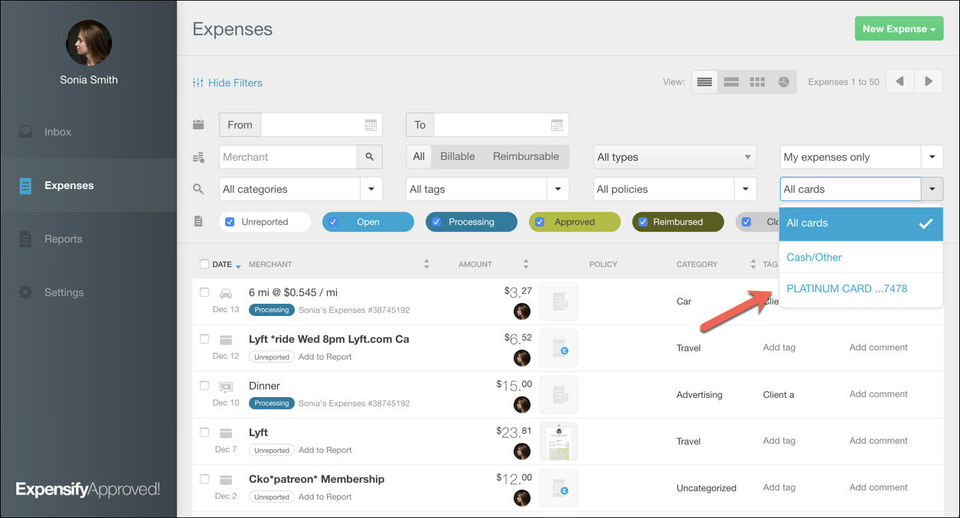 Expensify screenshot 1