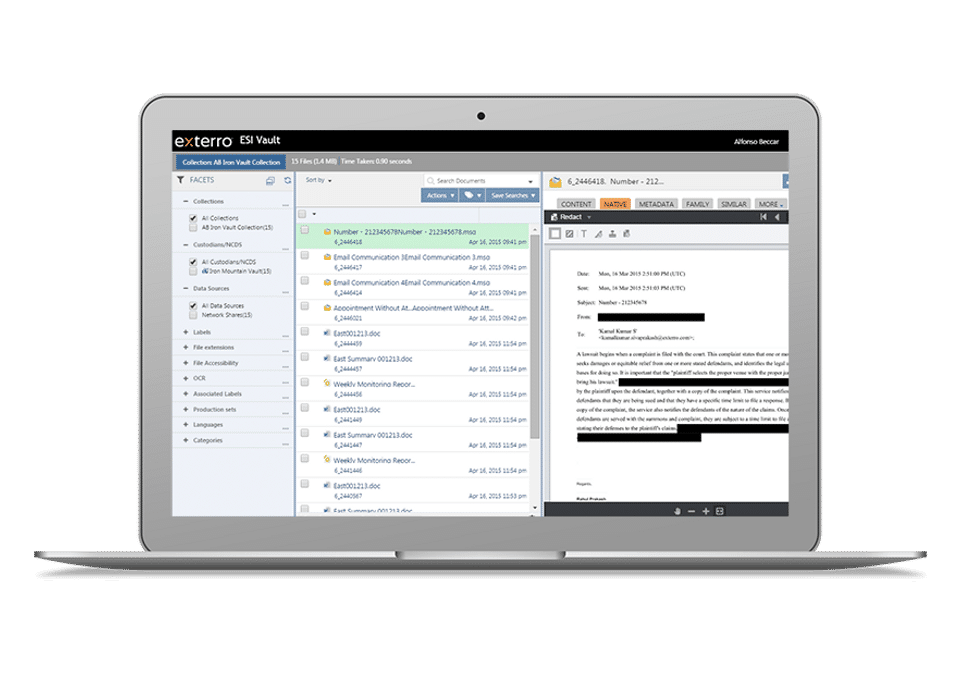 Exterro screenshot