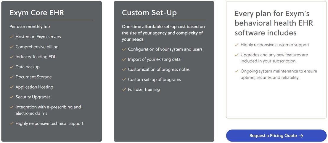 Exym EHR pricing 1