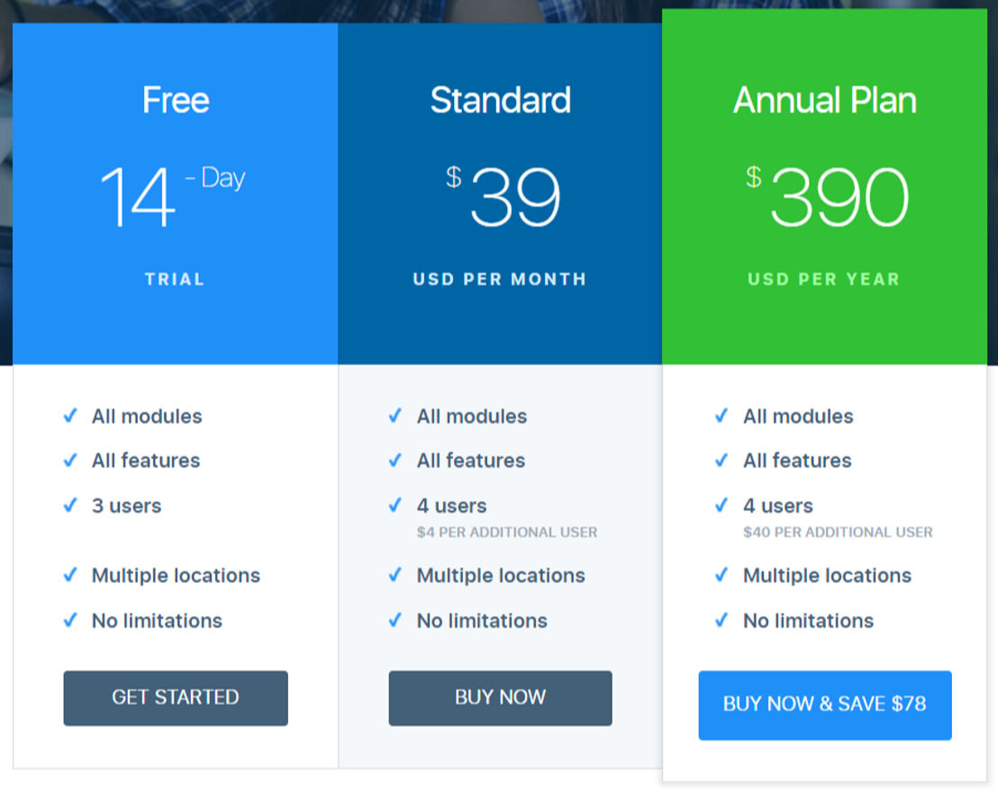 ezBiz pricing 1
