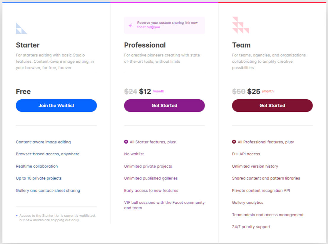 Facet pricing 1