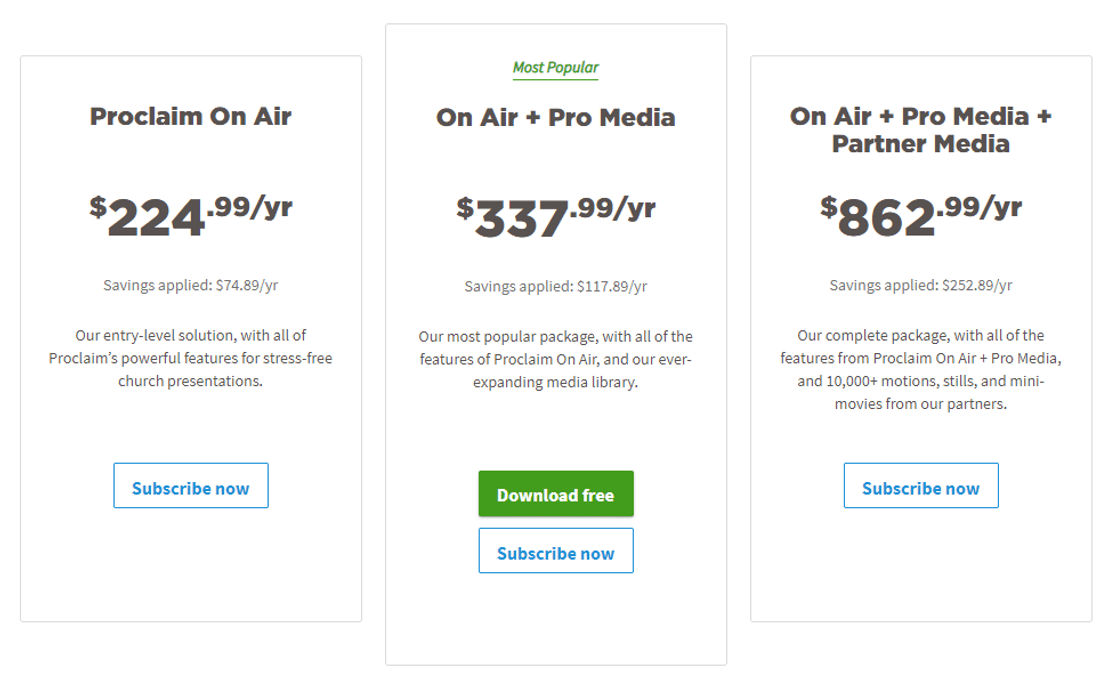 Faithlife Proclaim pricing 1