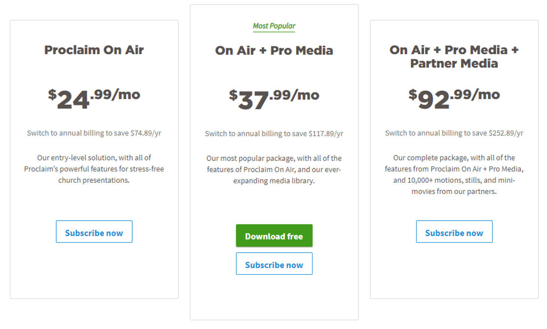 Faithlife Proclaim pricing 2