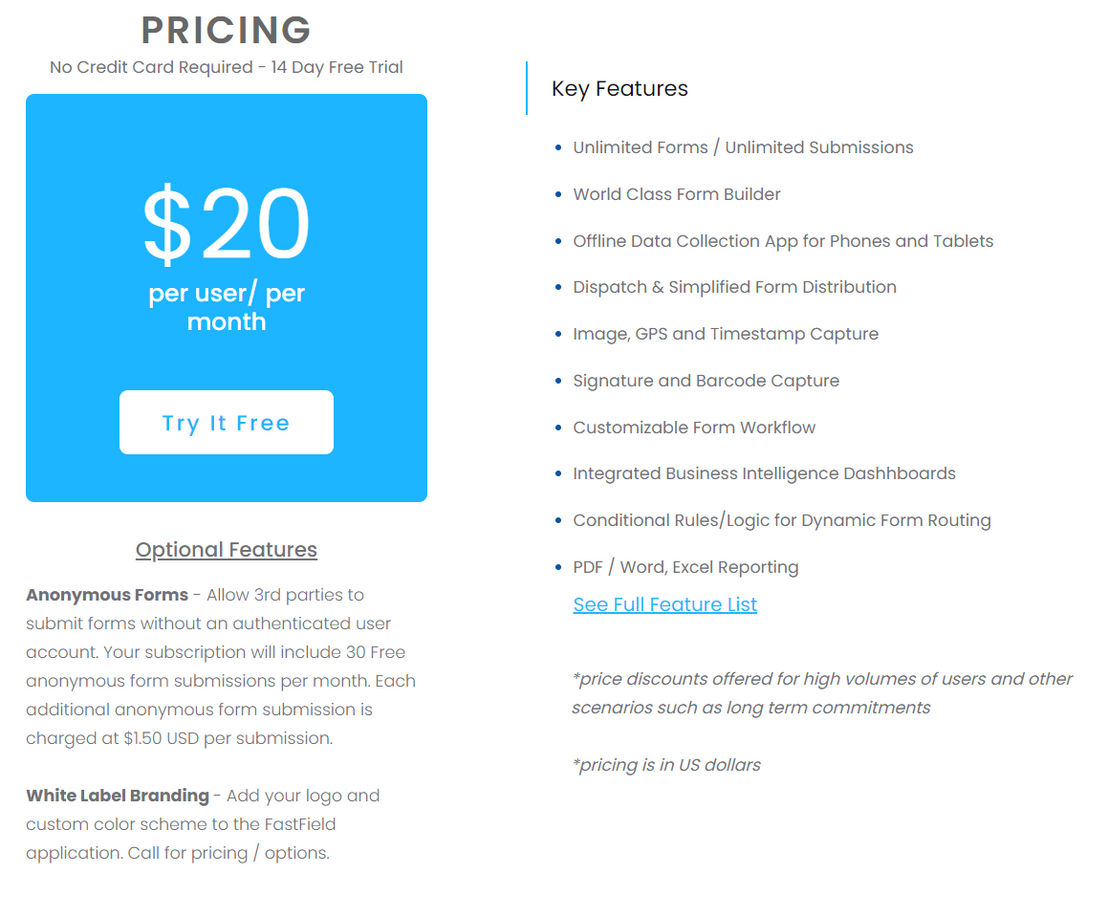 FastField pricing 1