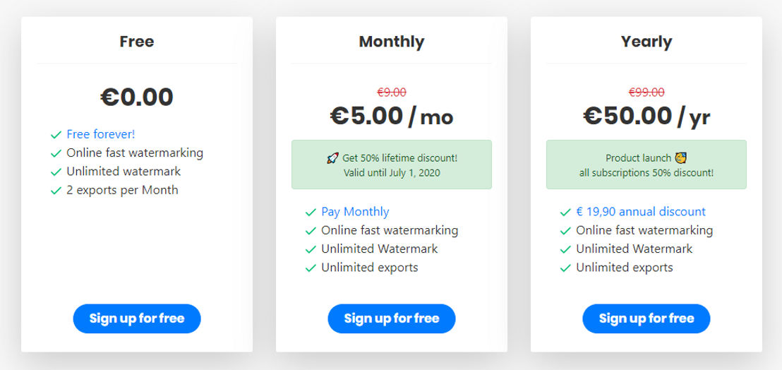 Fastwatermark pricing 1