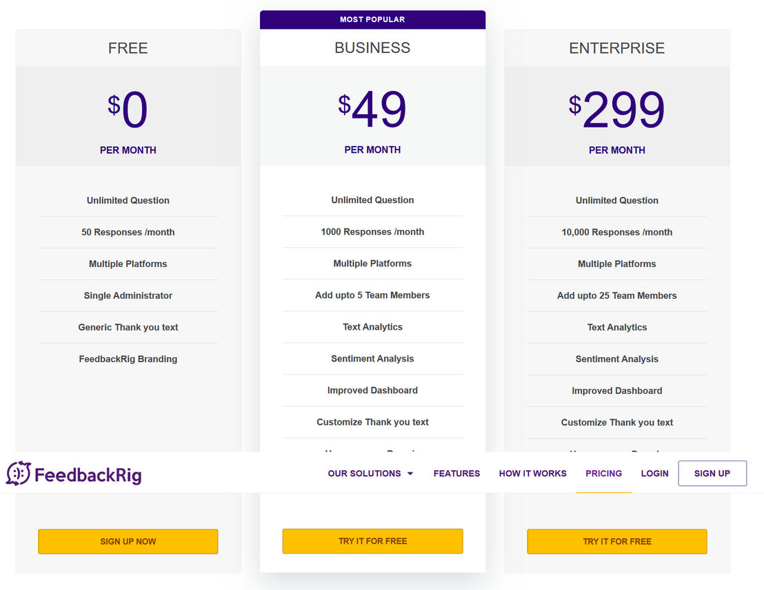 FeedbackRig pricing 1