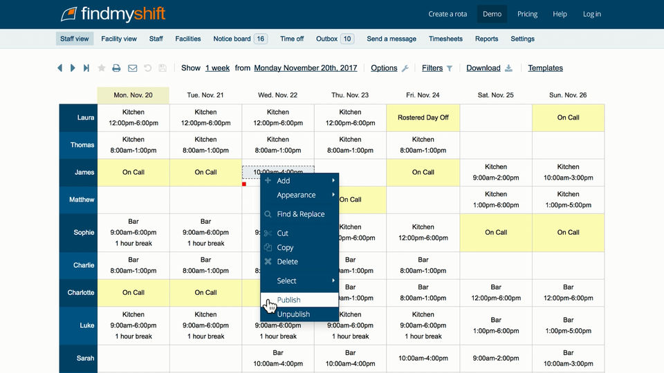 Findmyshift screenshot