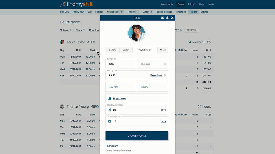Findmyshift screenshot