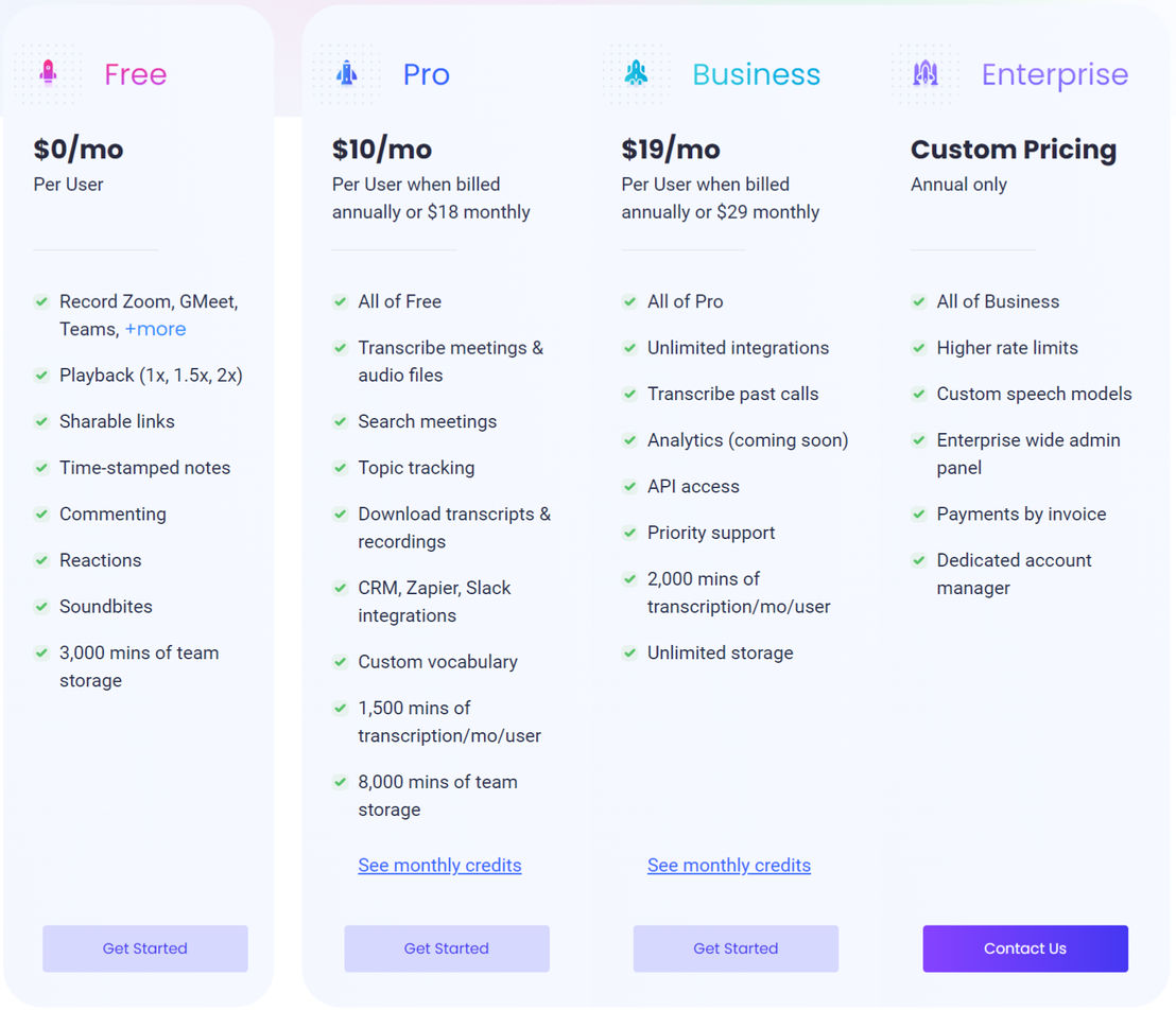 Fireflies.ai pricing 2