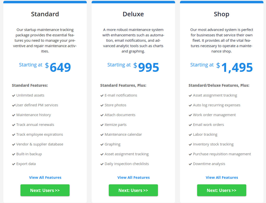 Fleet Maintenance Pro pricing 1