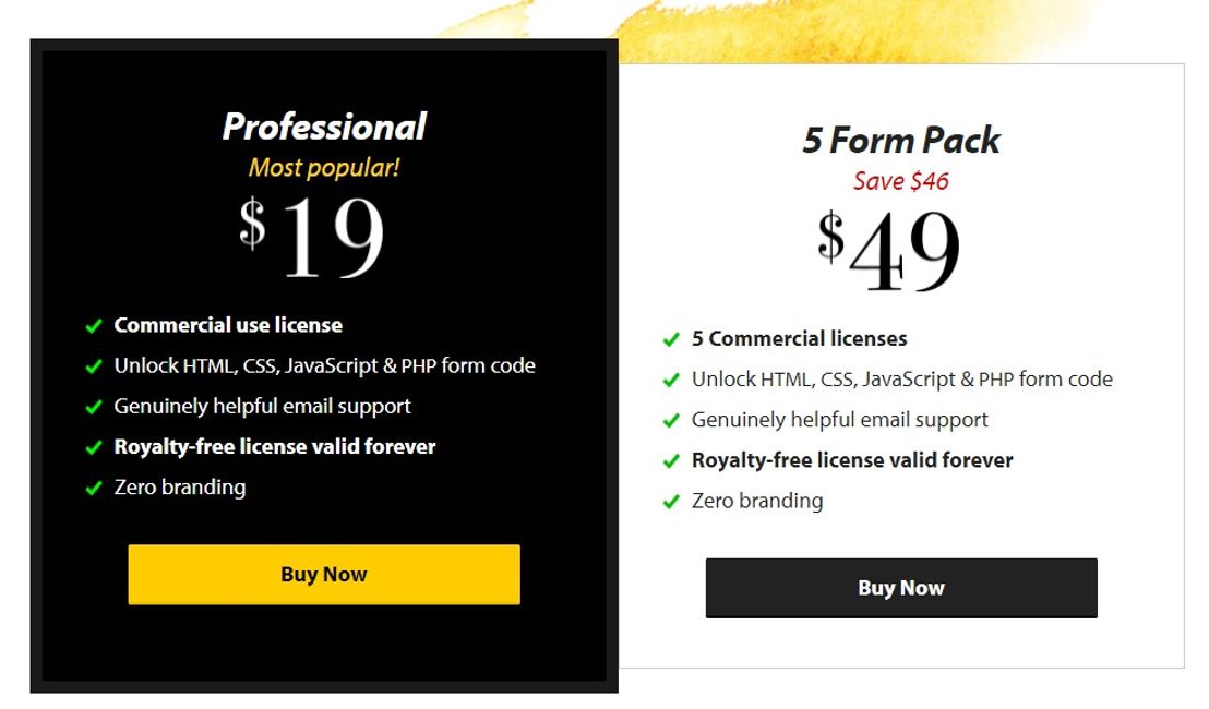 Formbakery pricing 1
