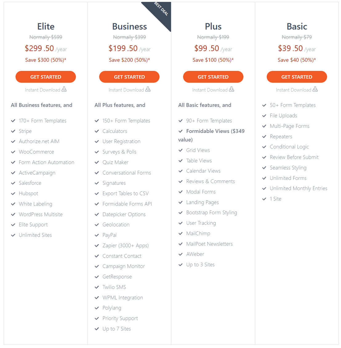 Formidable Forms pricing 1