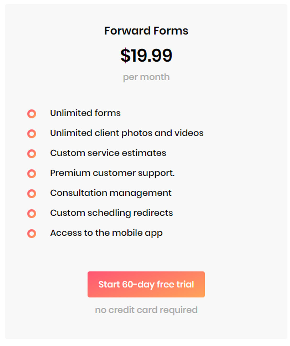 Forward Forms pricing 1