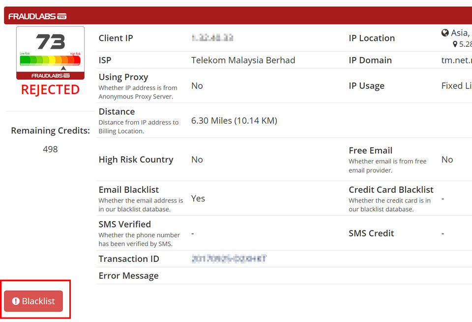 FraudLabs Pro screenshot