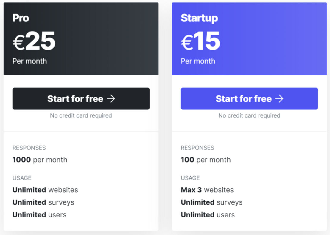 Freddy Feedback pricing 1