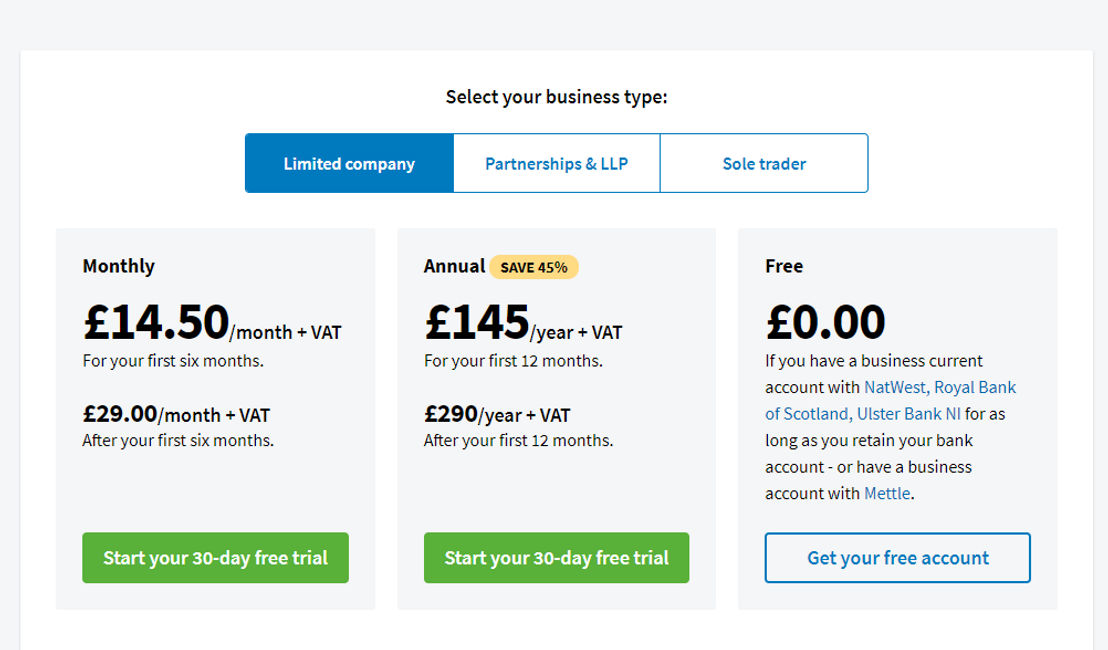 FreeAgent pricing 1