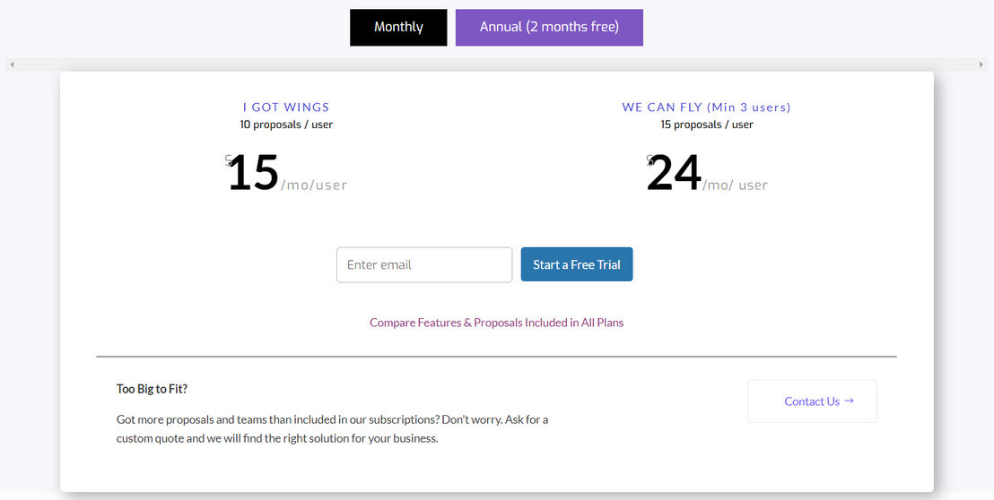 Fresh Proposals pricing 1