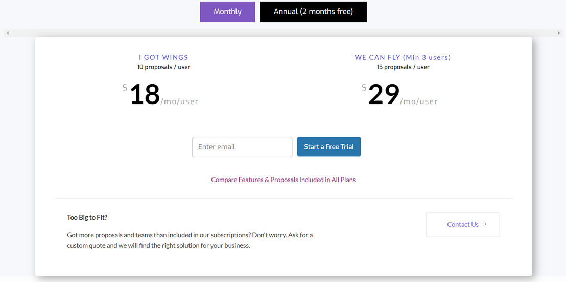 Fresh Proposals pricing 2
