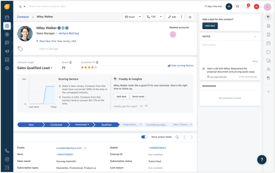 Freshworks CRM screenshot 1