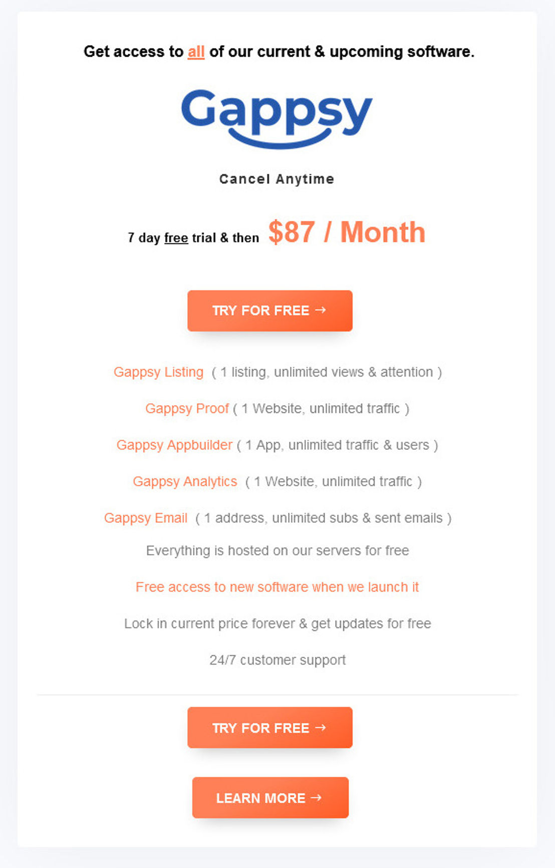 Gappsy pricing 1
