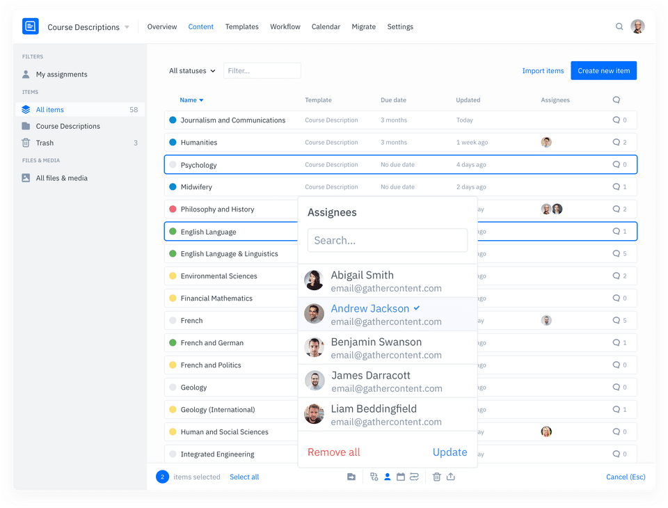 GatherContent screenshot 4