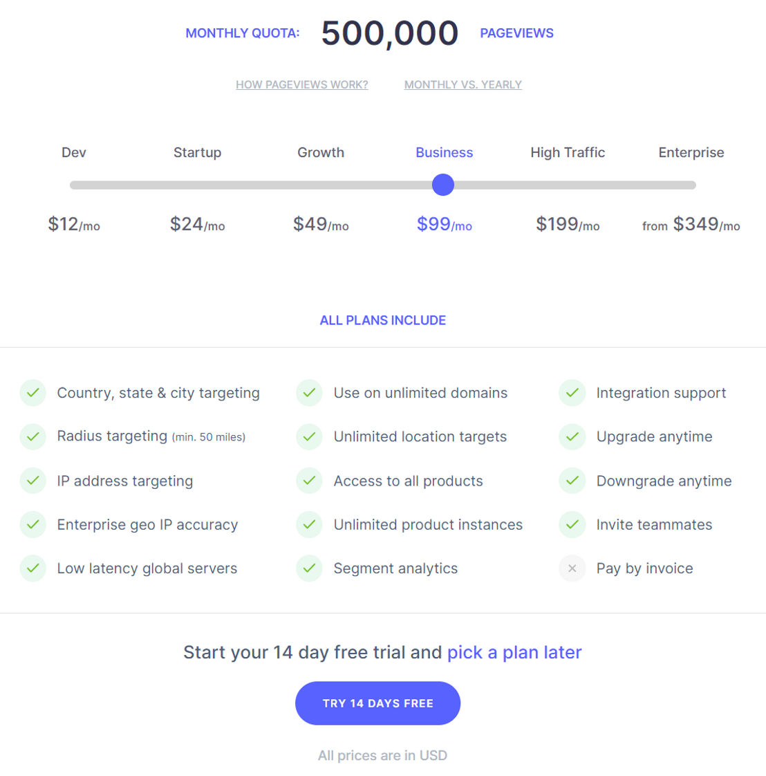 Geo Targetly pricing 2