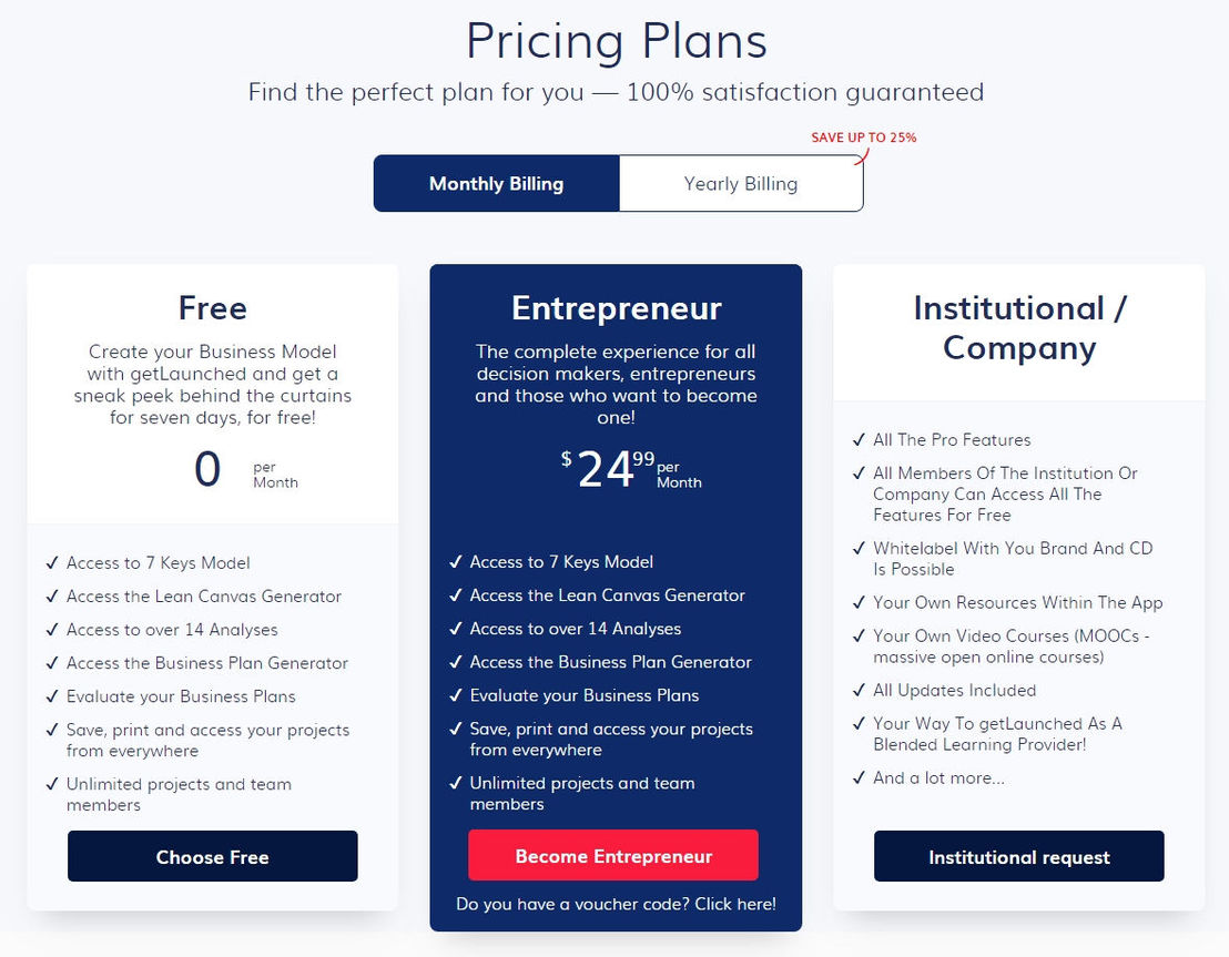 getLaunched pricing 1