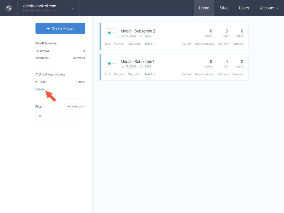 Getsitecontrol screenshot