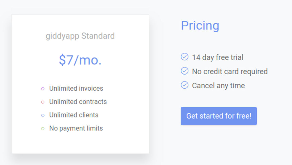 giddyapp pricing 1